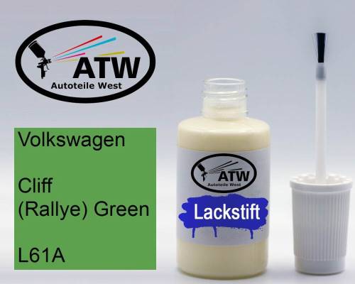 Volkswagen, Cliff (Rallye) Green, L61A: 20ml Lackstift, von ATW Autoteile West.